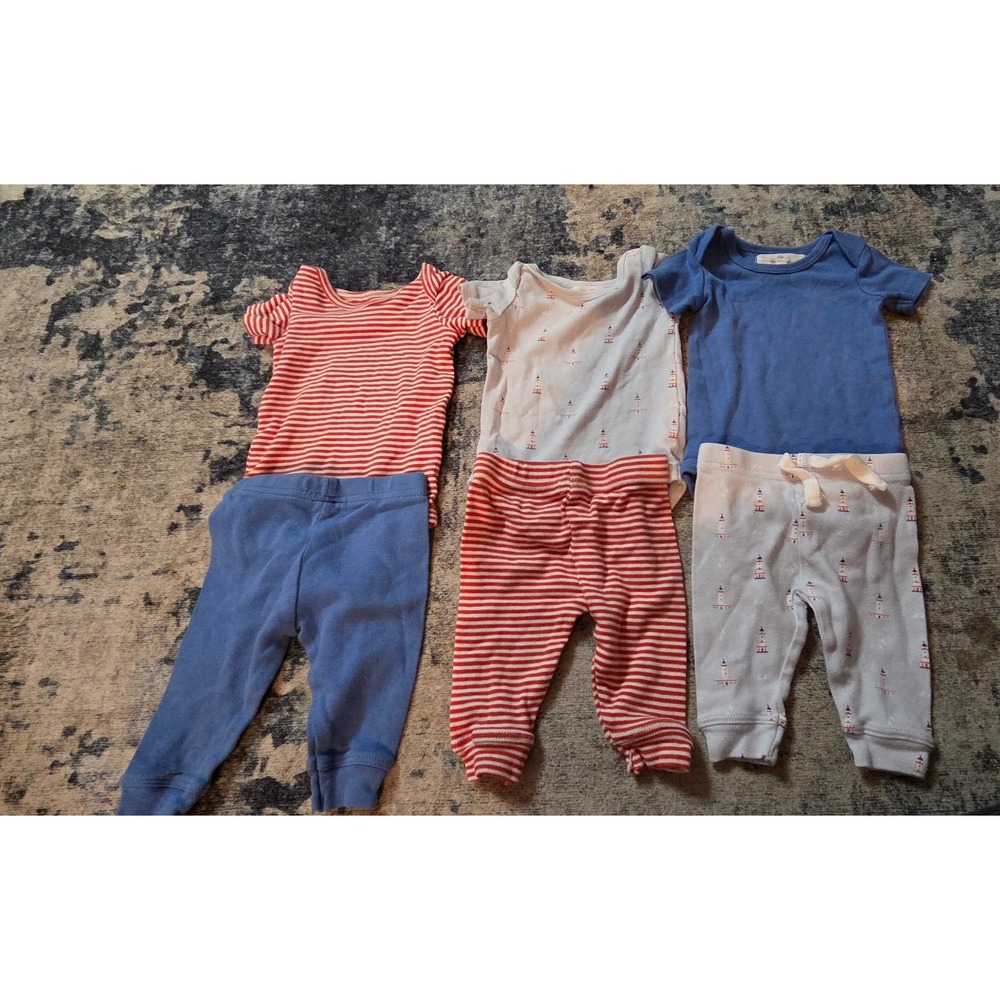 Starting Out Baby Newborn 6pc Bodysuit Pants Set Nautical Lighthouse